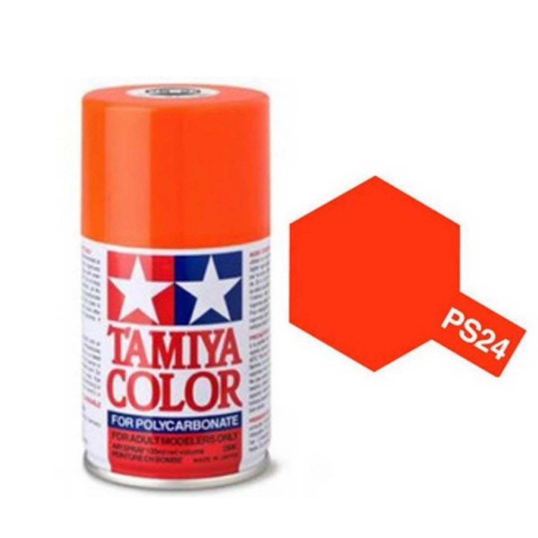 TAMIYA POLYCARBONATE SPRAY PAINT PS-24, FLURO ORANGE, 86024 HC_OZ