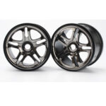 TRAXXAS 1/10 WHEELS, SS SPLIT SPOKE, 3.8", CHROME, 17MM HEX, 2PC, BLACK 5172A,  HC_OZ