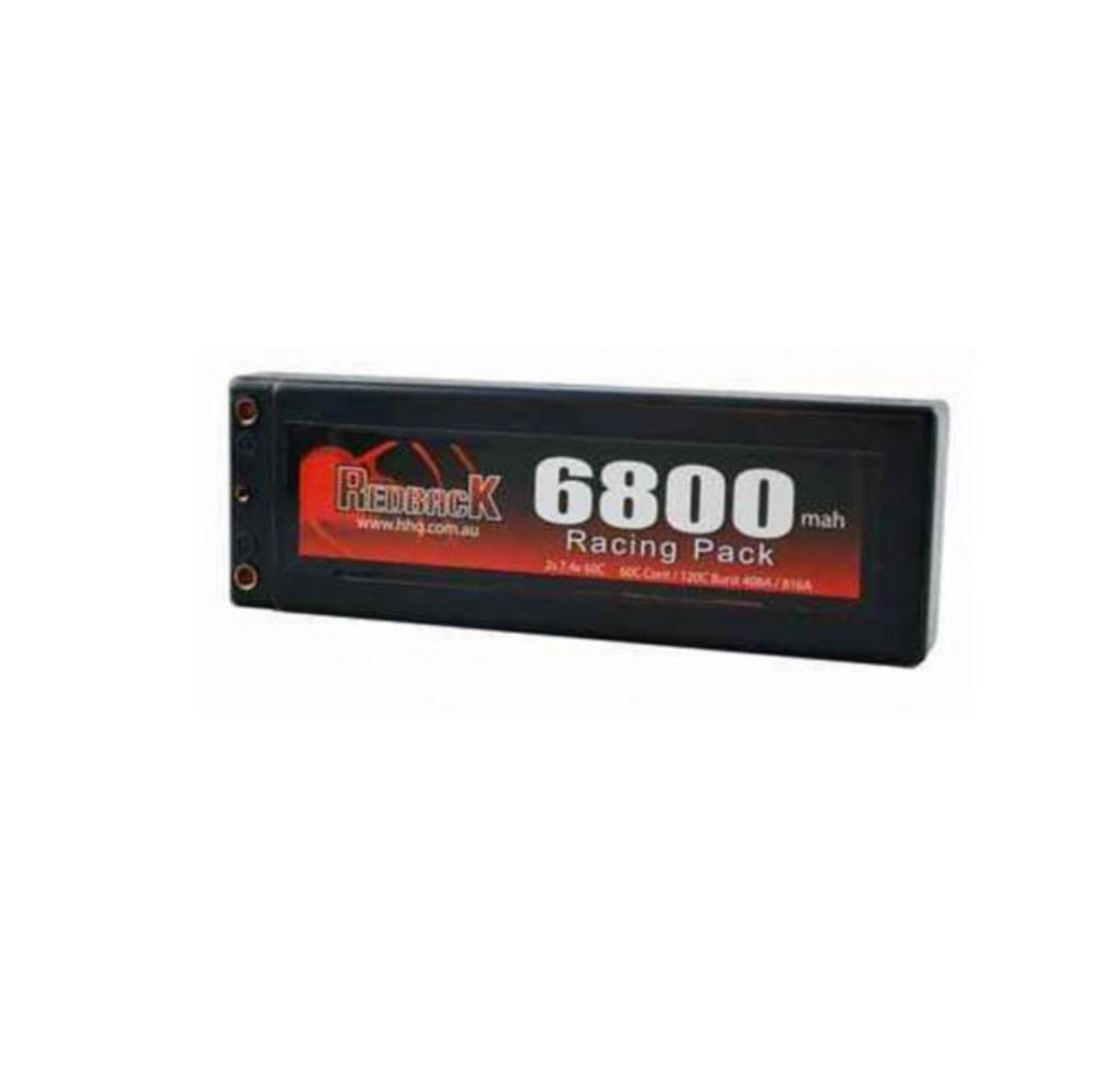 REDBACK RACING 7.4V 2S 6800MAH 60C LIPO DEANS, HC, RBLP2C6860 HC_OZ