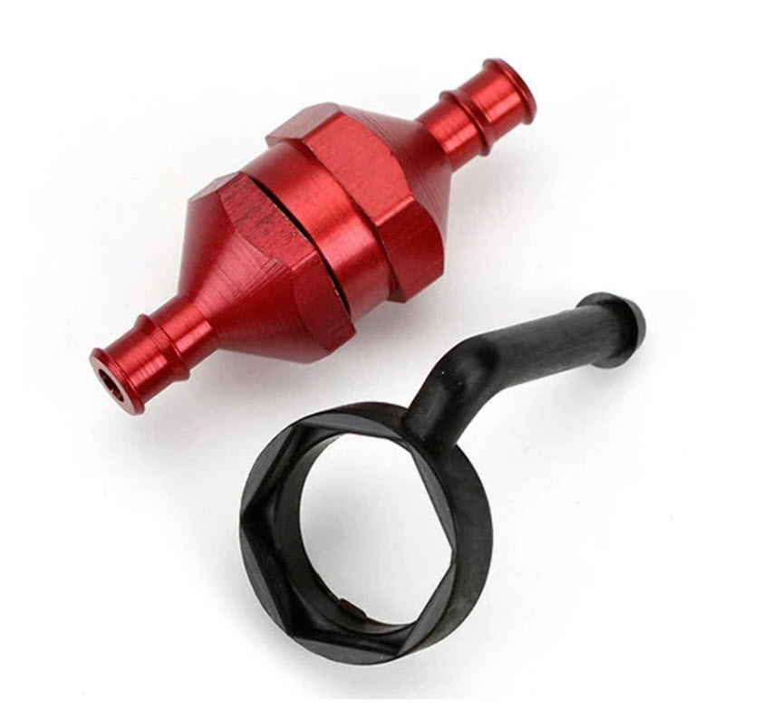 DU-BRO IN-LINE FUEL FILTER W/PLUG (RED), 834, HC_OZ