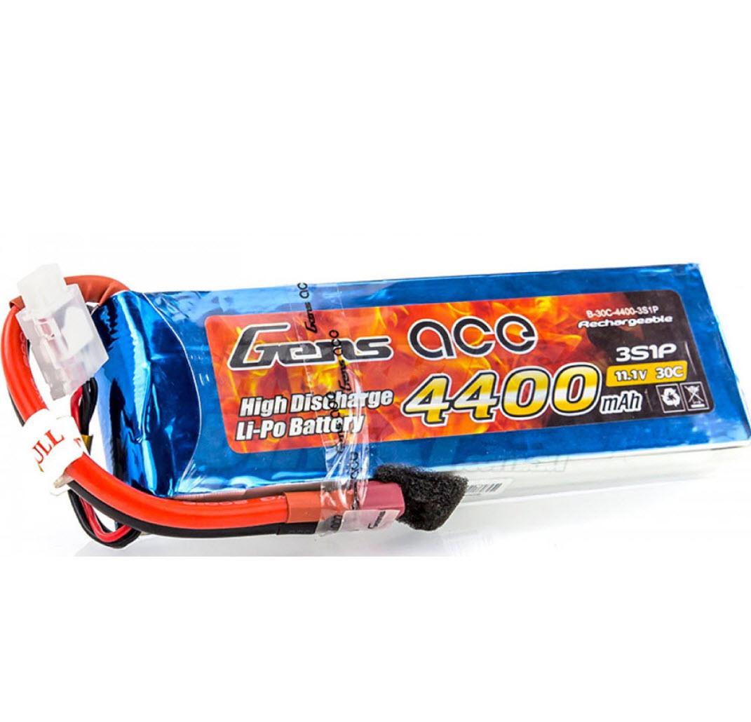 GENS ACE 11.1V 3S 30C 4400MAH, SOFT CASE LIPO, DEANS, B-30C-4400-3S1P HC_OZ