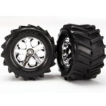 TRAXXAS 2.8" MAXX TYRES & CHROME WHEELS, ASSEMBLED, GLUED, 12MM HEX 2PC, 6771, HC_OZ