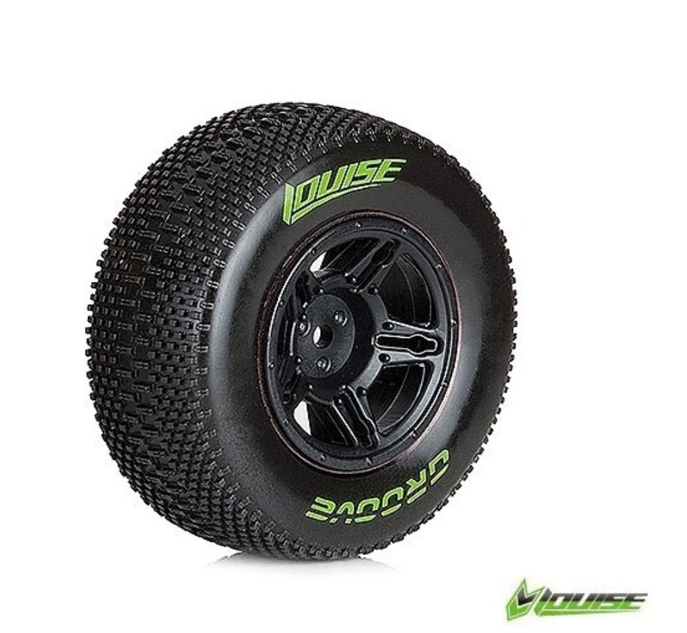 LOUISE 1/10 SC-GROOVE 2.2"x3.0" SOFT,BLACK RIM, 12MM, FRONT 2PC, L-T3146SBTF