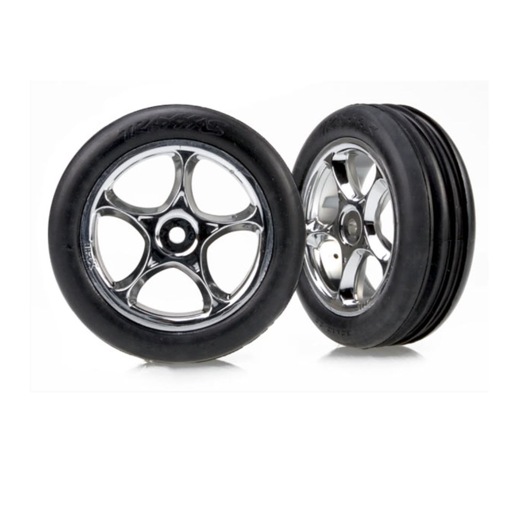 TRAXXAS 1/10 TYRES & WHEELS ASSEM, TRACER 2.2" CHROME 2.2" 2PC, 2471R HC_OZ