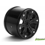 LOUISE 1/8 SCALE 3.8" BLACK,  0 OFFSET RIMS,17MM, BEADLOCK, 2PC, L-T3221B, HC_OZ