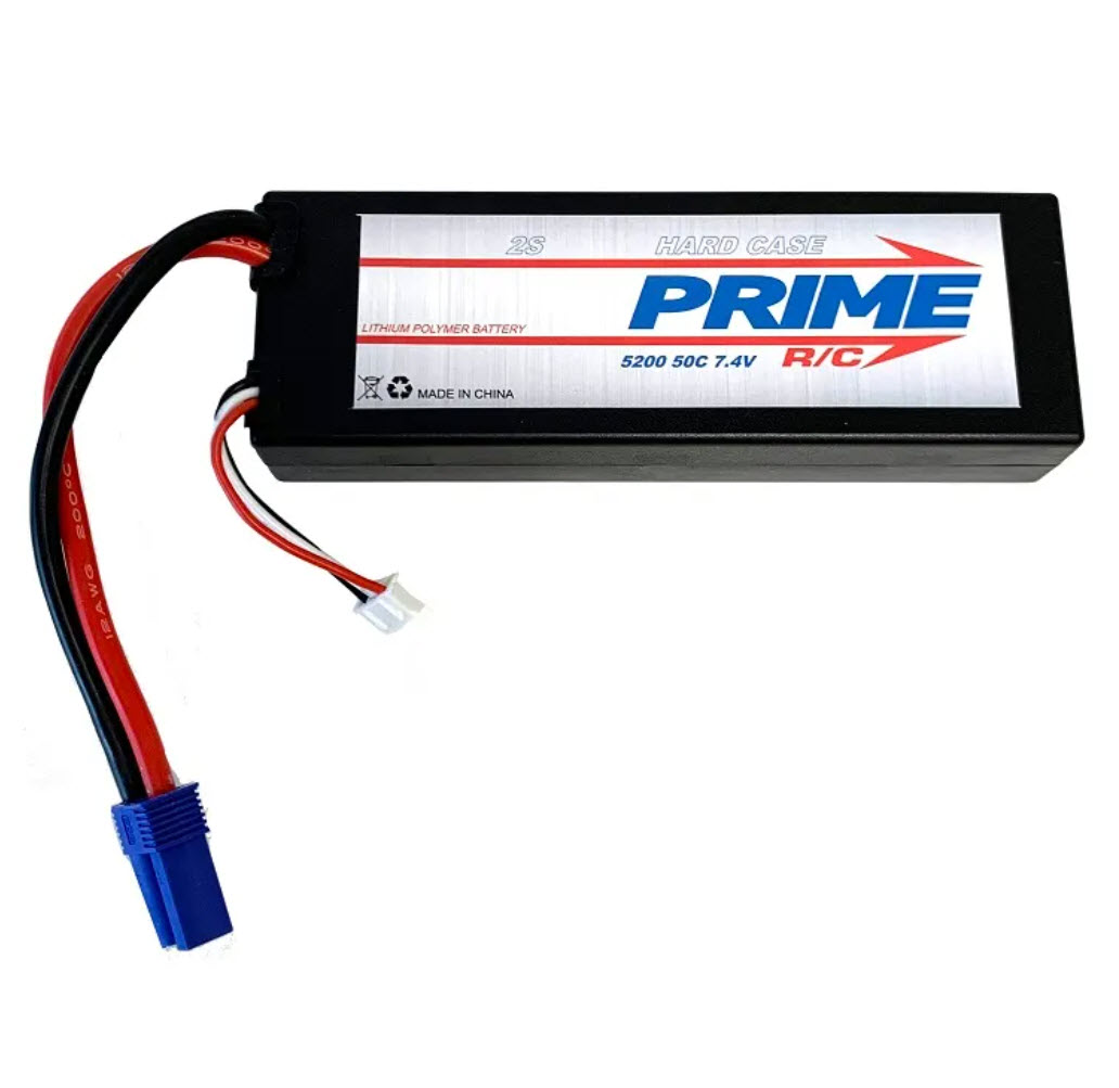 PRIME RC 7.4V 2S 5200MAH 50C LIPO HARD CASE; EC5; PMQB52002SHC HC_OZ