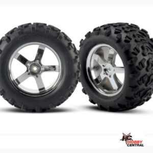 TRAXXAS 1/10 TYRES & WHEELS ASSEM, CHROME, 14MM HEX  2PC, 4973R HC_OZ