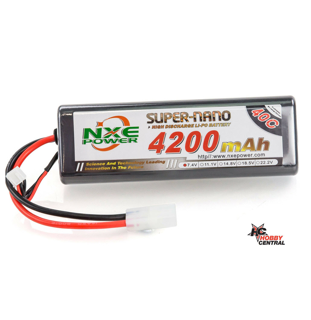 NXE POWER 7.4V 2S, 4200MAH 40C ROUND HARD CASE W/TAMIYA PLUG, NXE4200HCR402STAMIYA HC_OZ