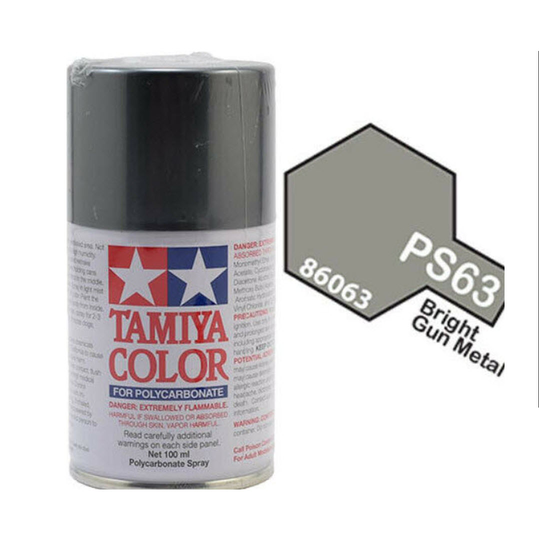 TAMIYA POLYCARBONATE SPRAY PAINT, BRIGHT GUN METAL, PS-63, HC_OZ