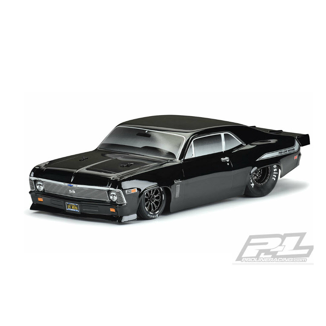 PROLINE 1/10 1969 CHEVROLET NOVA TOUGH, BLACK BODY FOR SLASH 2WD DRAG CAR, PR3531-18, HC_OZ