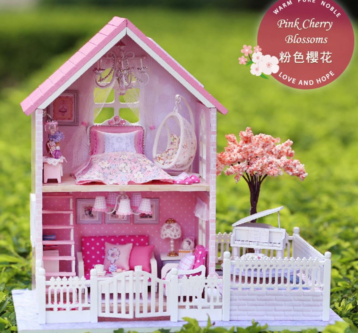 CUTE ROOM DIY MINIATURE HOUSE KIT "PINK CHERRY BLOSSOMS", 1:24, A036-A, HC_OZ